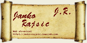 Janko Rajšić vizit kartica